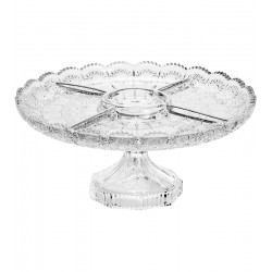 Petisqueira 30cm Diâmetro Com 5 Divisões Starry Com Pé Em Cristal Ecológico